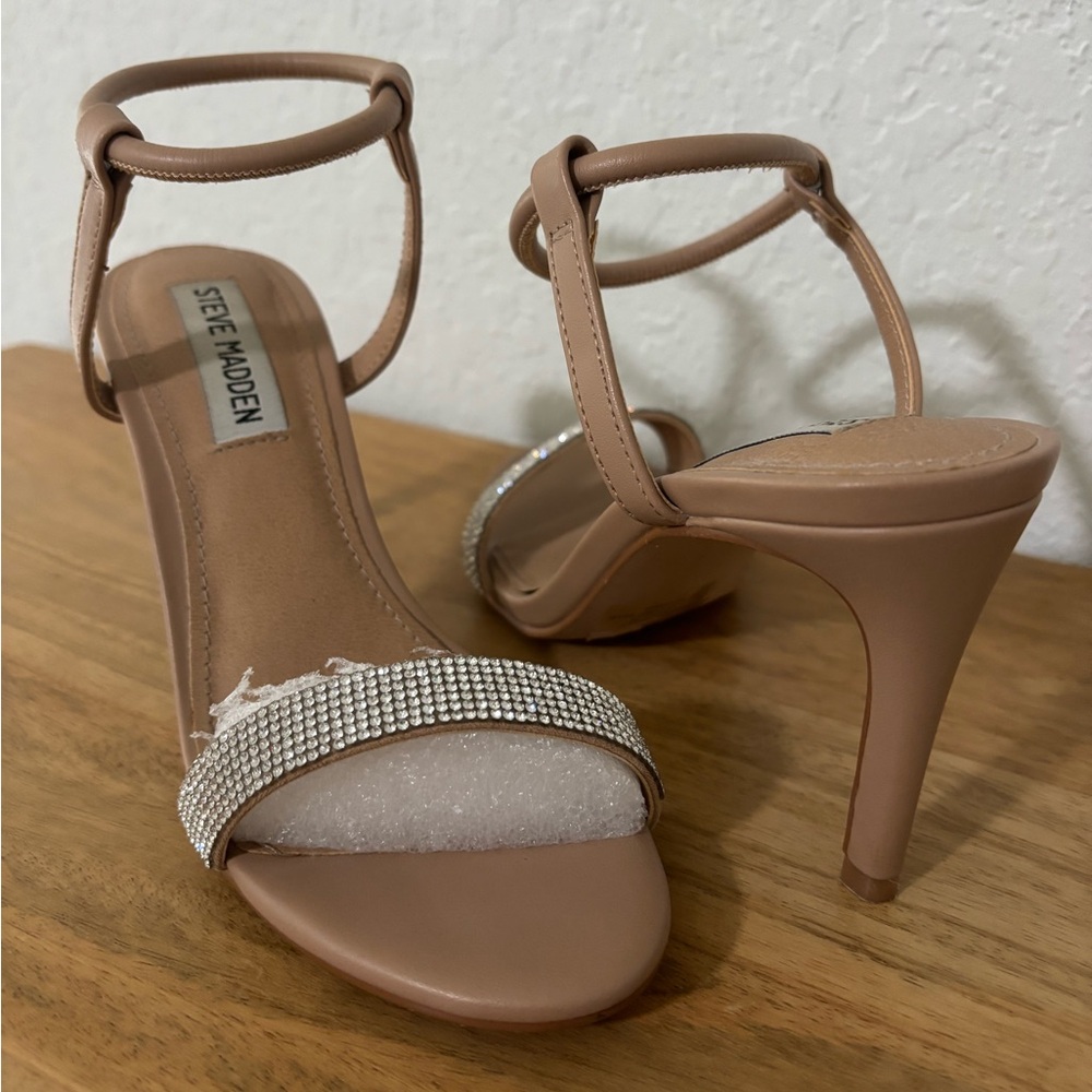 Steve Madden Nude Heels with Sparkling Strap
